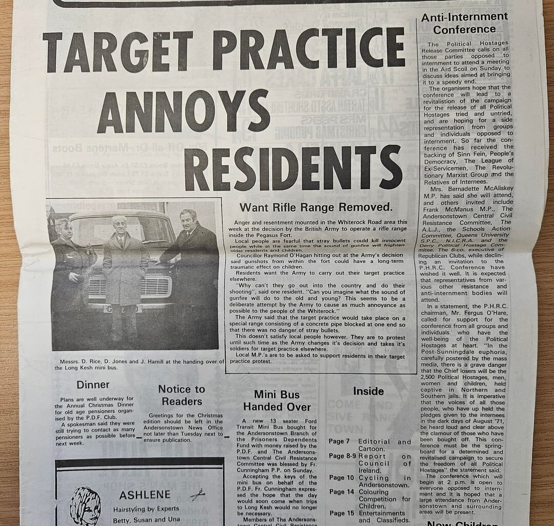 Found a copy of the Andersontown News, 1973.