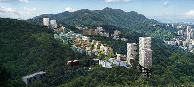 OMA rethinks hillside areas in busan, south korea, with patchwork of terraces and towers