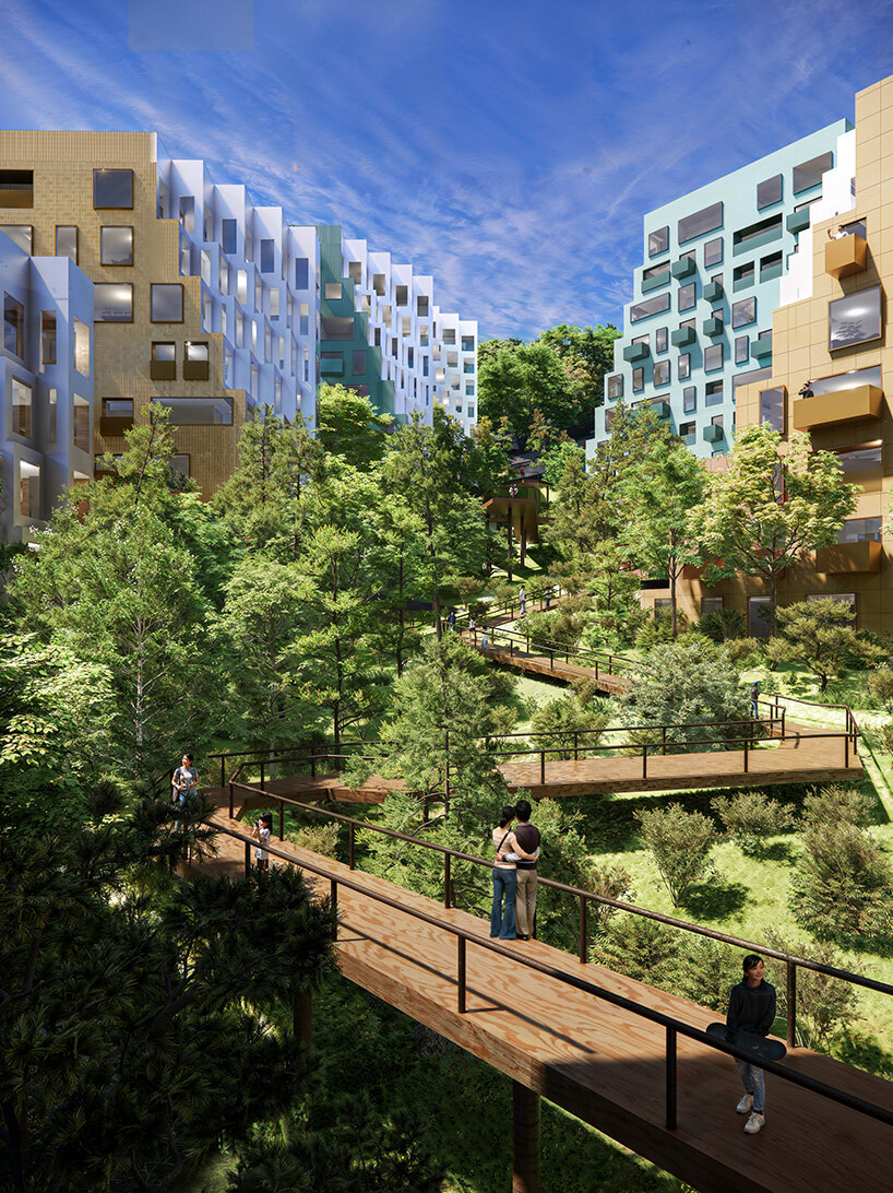 OMA rethinks hillside areas in busan, south korea, with patchwork of terraces and towers