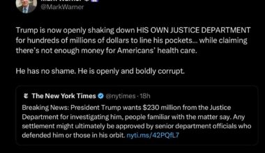 Pedo “the billionaire” Trump is stealing $230M of taxpayer money to pay himself by suing the DOJ, then approving it with the DOJ he appointed. 🤡