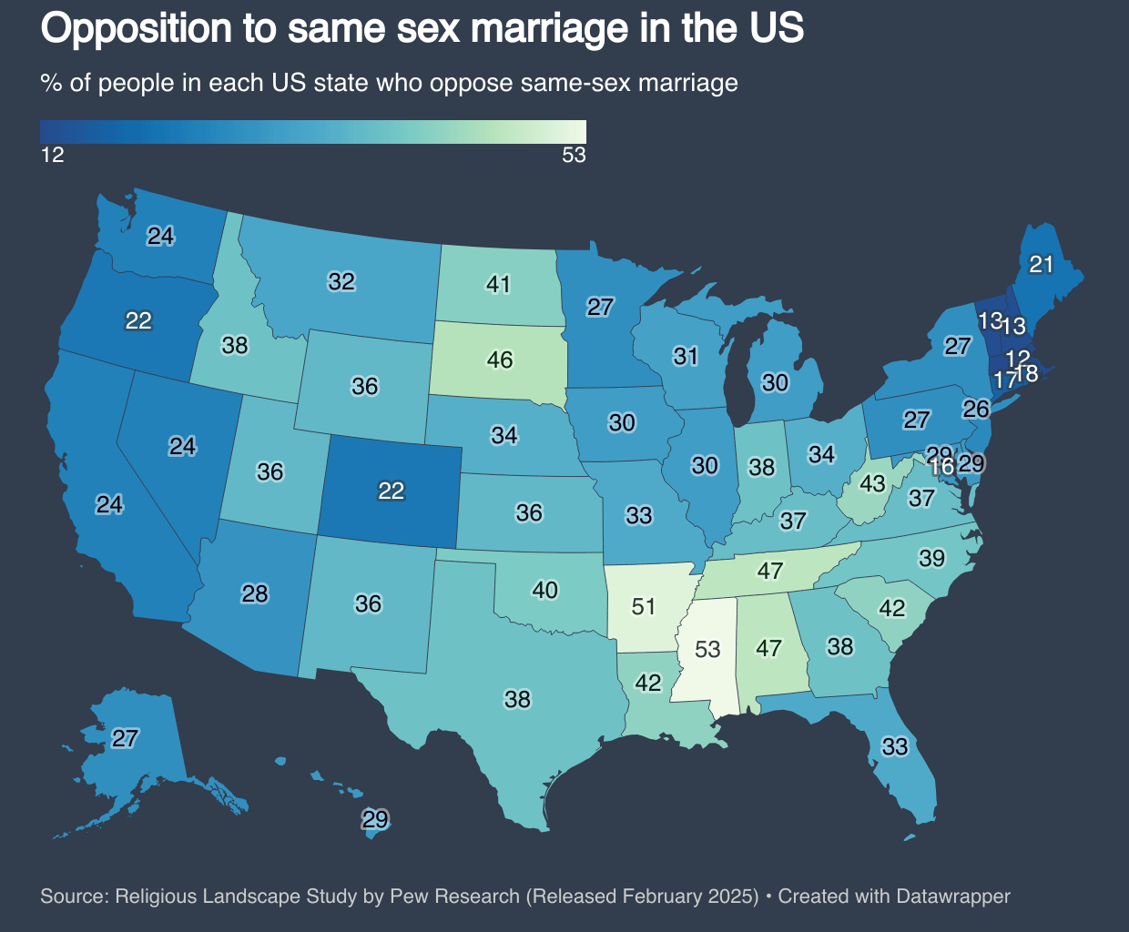 [OC] Opposition to same-sex marriage in the US