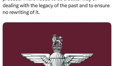 In response to the verdict in the Soldier F trial Gavin Robinson posts the flag of the Paratroop Regiment
