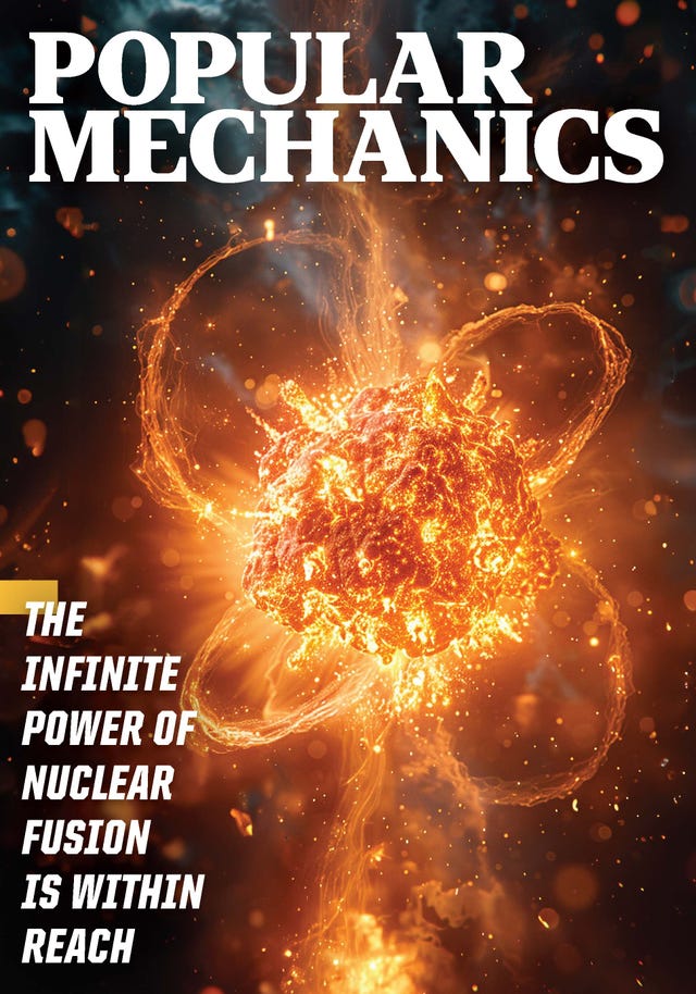 cover of popular mechanics magazine discussing nuclear fusion