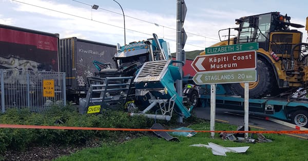 Roads reopen after truck and train collision on Kapiti Coast