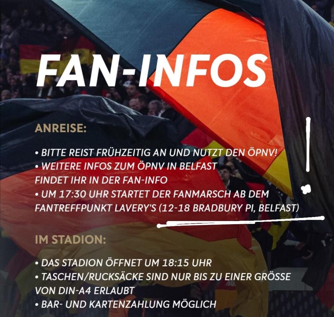 Just a heads up, Germany will be doing a fan march from Lavery's to Windsor Park at 17:30 tonight