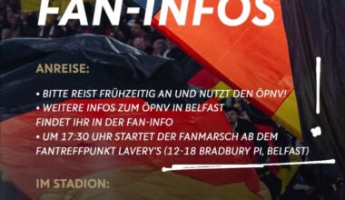 Just a heads up, Germany will be doing a fan march from Lavery's to Windsor Park at 17:30 tonight