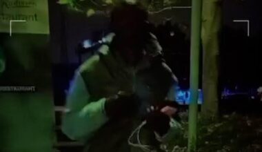 Moment Sudanese asylum seeker 'laughs and dances just minutes after stabbing hotel worker more than 20 times with a screwdriver'