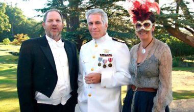 Harvey Weinstein, Jeffrey Epstein, and Ghislaine Maxwell at Windsor Castle in 2006 for the 18th birthday party of Prince Andrew’s daughter