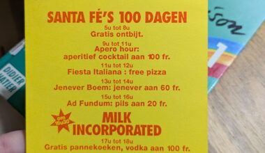 Nostalgie: Flyer van toen een pilsje 20 fr was