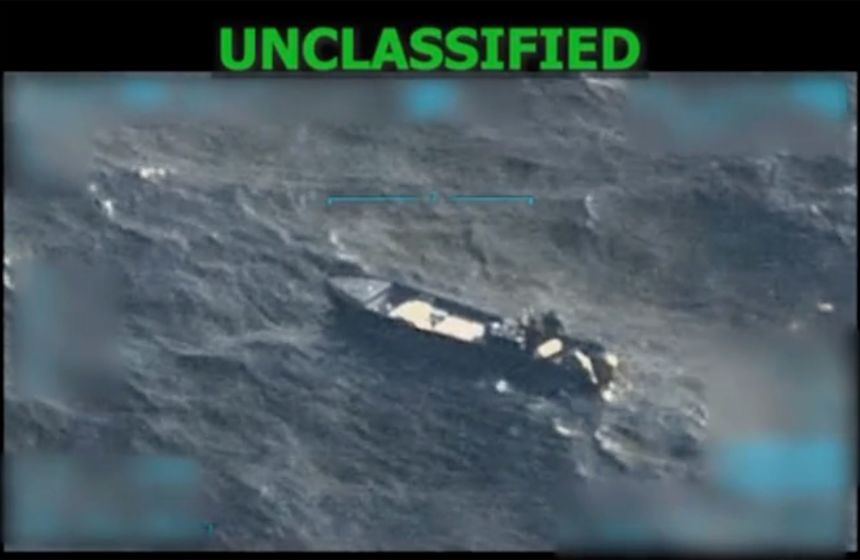 This screengrab of a video posted to President Donald Trump’s Truth Social account on September 15, 2025, shows a boat on which Trump said he ordered a military strike. The president said the boat was carrying narcotics from Venezuela.