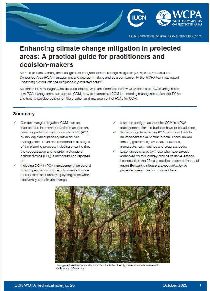 IUCN WCPA Technical Note No.25 - Enhancing climate change mitigation in protected areas: A practical guide for practitioners and decision-makers - resource