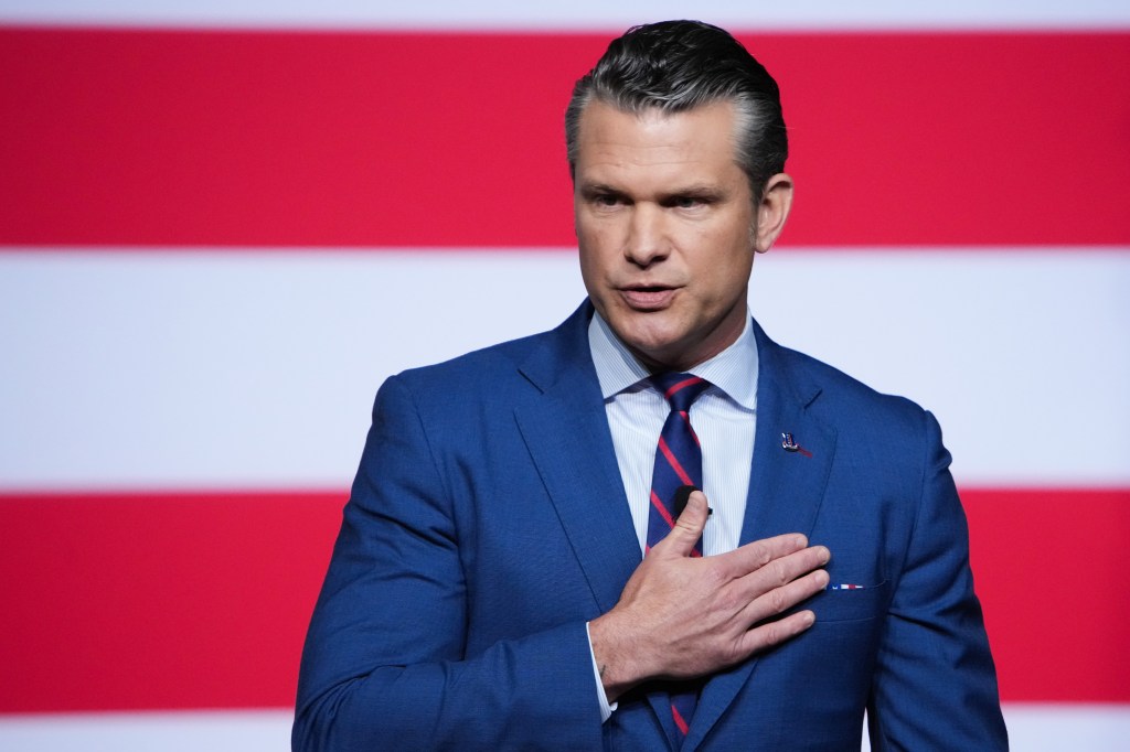 Pete Hegseth speaking to military leaders.
