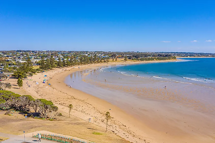 View of a beach at Torquay, Australia.