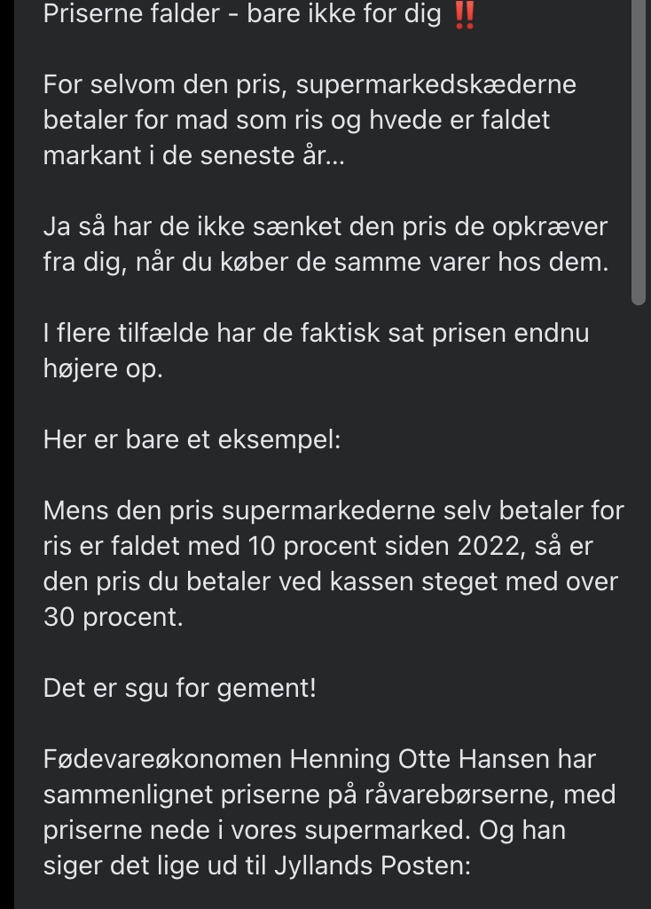 Jeg handler ikke længere ind i danske supermarkeder af denne her grund. Jeg køber alt mit shit hos bazaarer til en meget lavere pris