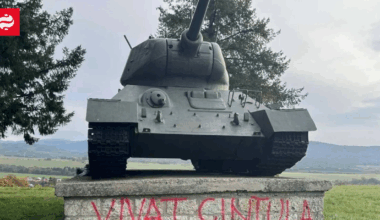 Monument in Slovakia is painted with anti-Russian slogans | Ukrainian News