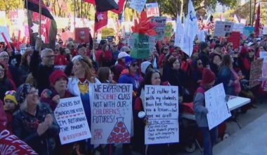 Thousands rally at Alberta Legislature for public education as teachers' strike looms