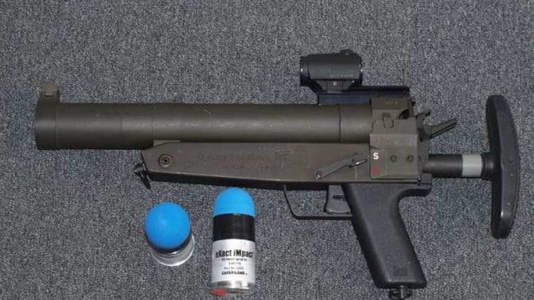 The sponge round is designed to be fired from a 40mm gas launcher.