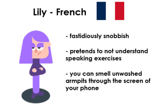 The Duolingo character European nationalities.