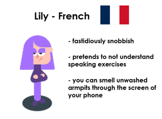 The Duolingo character European nationalities.