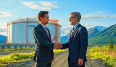 Illustration of Tokyo Gas Co. exploring a potential liquefied natural gas deal with the Alaska LNG project.