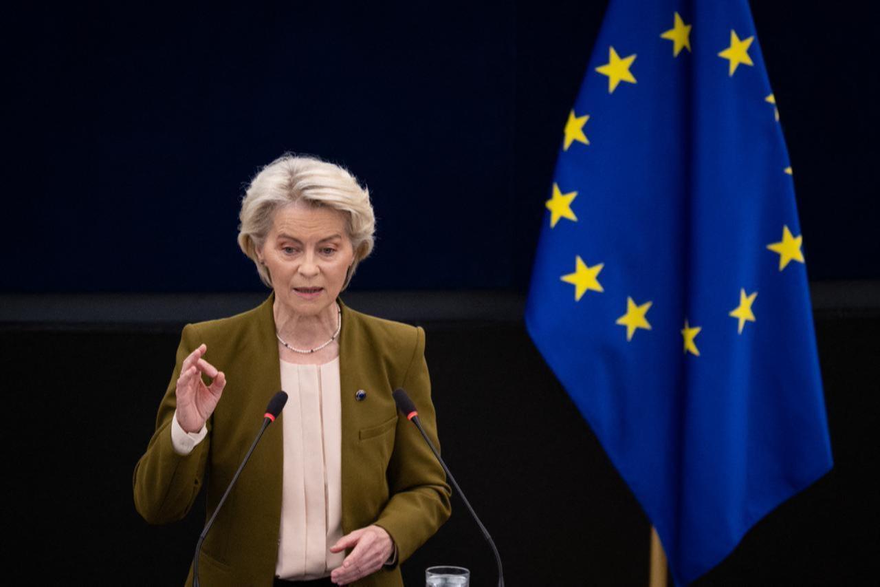 EU Commission President Ursula von der Leyen speaks during a plenary session at European Parliament in Strasbourg, eastern France, Sept. 10, 2025. (AFP Photo)