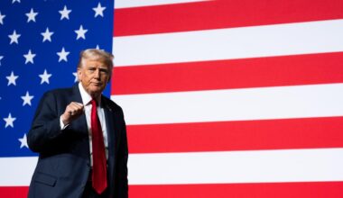US President Donald Trump departs after addressing senior military officers gathered at Marine Corps Base Quantico in Quantico, Virginia, on September 30, 2025. (AFP Photo)