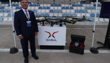 DASAL Aviation General Manager Murat Koc stands with reconnaissance drone equipment during NATOs Innovation Continuity Initiative exercise in Istanbul, Türkiye on Oct. 18, 2025. (AA Photo)