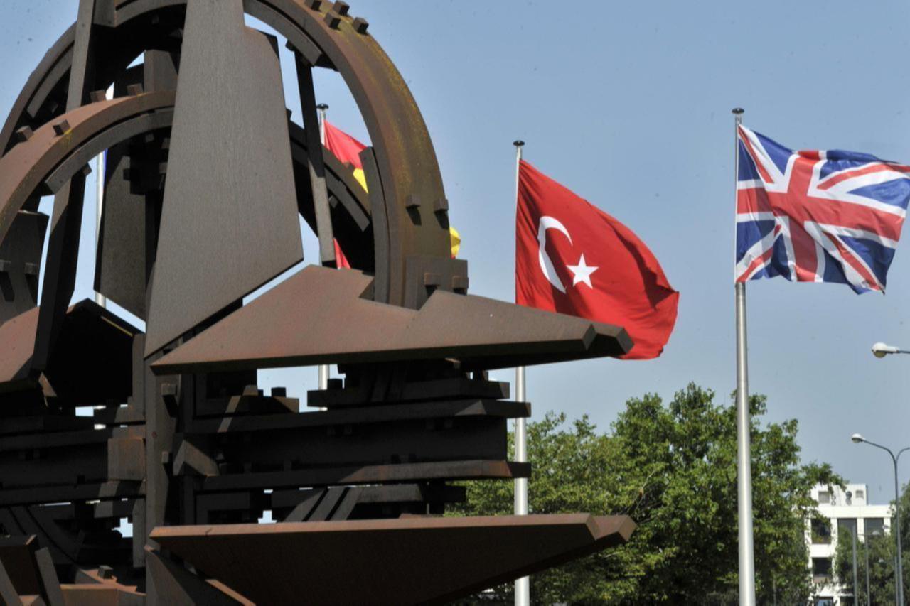 A Turkish and an United Kingdom flags are pictured at the NATO Headquarters in Brussels, on June 26, 2012. (AFP Photo)