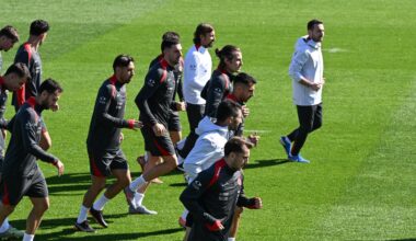 Turkish National Football Team complete their preparations at the TFF Hasan Dogan Facilities ahead of their 2026 FIFA World Cup European Qualifiers Group E match against Bulgaria, in Istanbul, Türkiye on Oct. 10, 2025. (AA Photo)