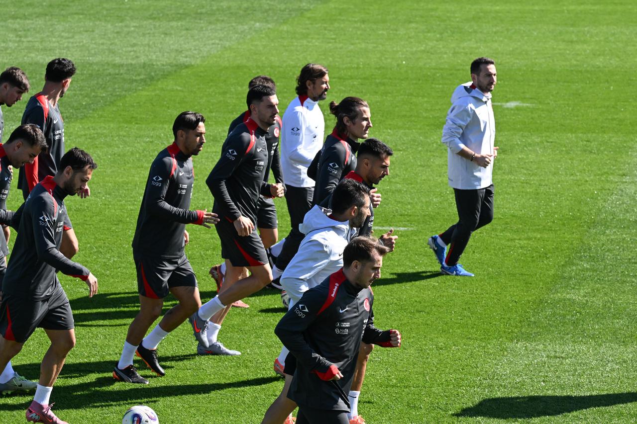 Turkish National Football Team complete their preparations at the TFF Hasan Dogan Facilities ahead of their 2026 FIFA World Cup European Qualifiers Group E match against Bulgaria, in Istanbul, Türkiye on Oct. 10, 2025. (AA Photo)
