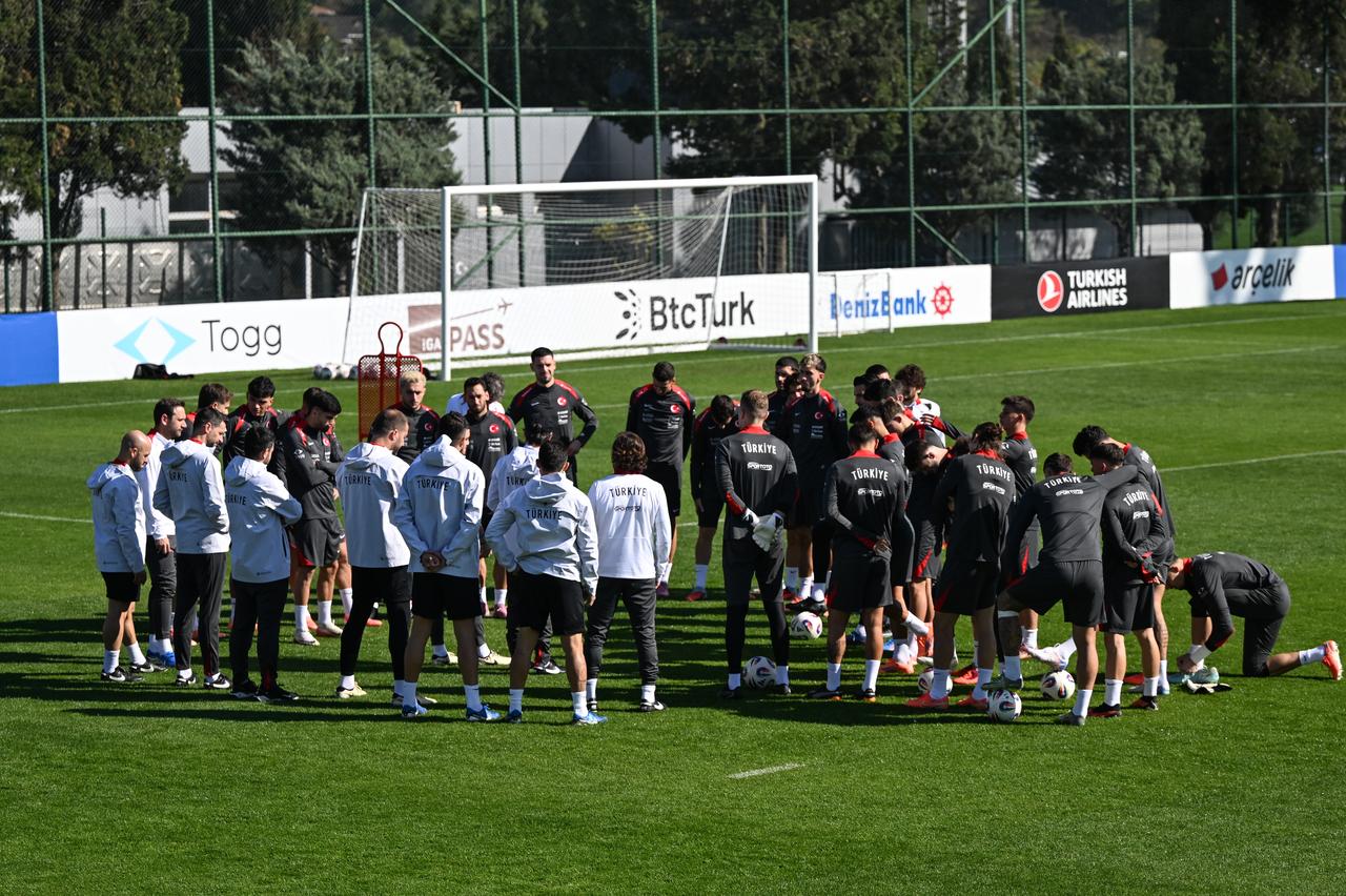 Turkish National Football Team complete their preparations at the TFF Hasan Dogan Facilities ahead of their 2026 FIFA World Cup European Qualifiers Group E match against Bulgaria, in Istanbul, Türkiye on Oct. 10, 2025. (AA Photo)