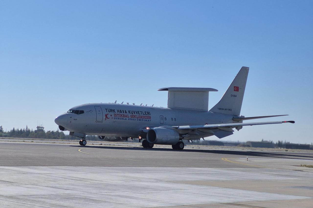 A Turkish Air Force Airborne Warning Control (AWACS) aircraft in Konya, Türkiye, at an undated time and location. (Photo via Turkish MoD)
