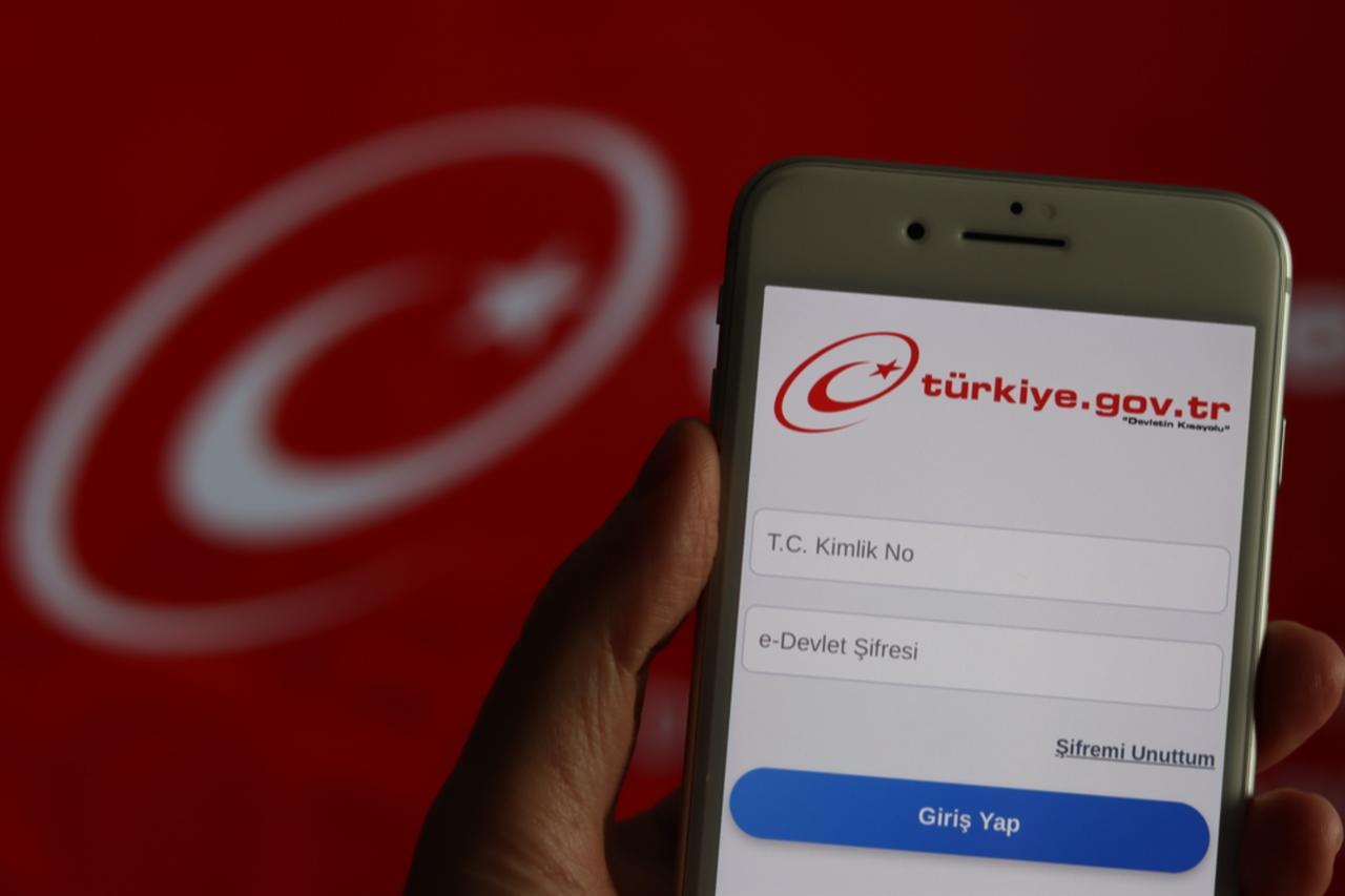 A smartphone displays Türkiye’s official e-government portal, e-Devlet, which allows citizens to access hundreds of public services online. (AA Photo)