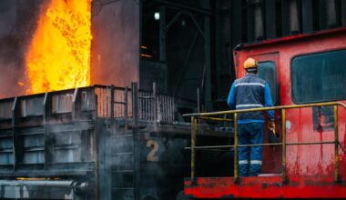 A worker oversees molten steel during production at a plant in Karabuk, Türkiye. (Adobe Stock Photo)
