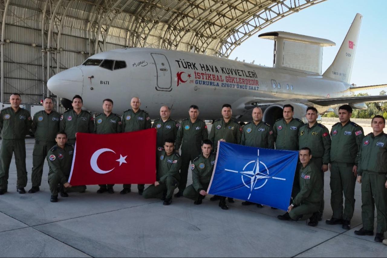 Turkish Airborne Early Warning & Control aircraft that conducted a mission flight over Lithuania as part of NATO Assurance Measures. (Photo via X/@tcsavunma)