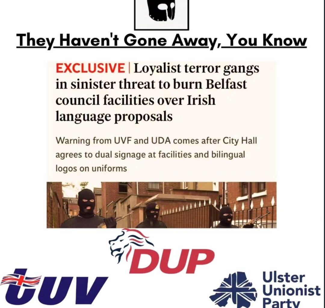 Another banger from @tanistry on instagram about the prevalence of loyalist paramilitaries.