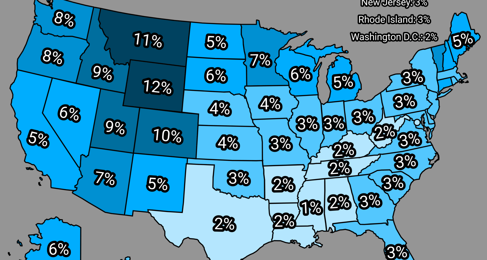 Percentage of households in USA that have a permanently installed hot tub or whirlpool [OC]