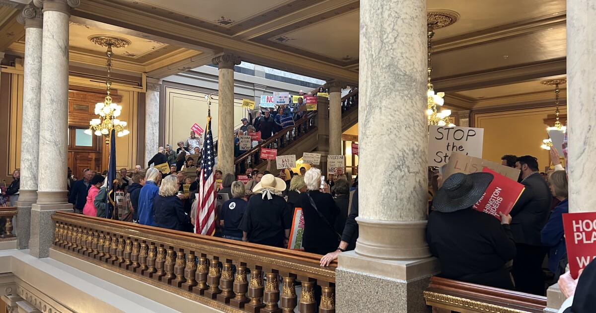 Hoosiers rally against VP Vance's visit to discuss redistricting