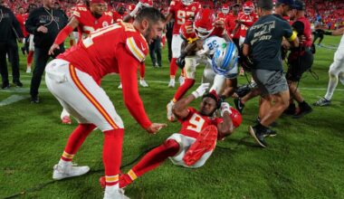Lions' Branch punches Chiefs' Smith-Schuster to set off postgame melee