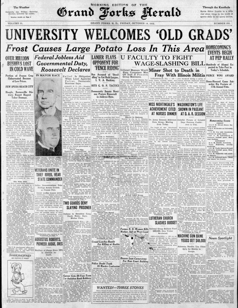 Today in History: October 14, 1932 - Federal experts study effect of Canadian tariffs - Grand Forks Herald