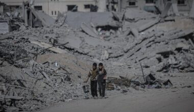 A view shows the heavily damaged Al Nassr neighborhood, where Palestinians struggle to rebuild their lives amid the rubble after a ceasefire agreement in Gaza City, Gaza, on October 28, 2025. (AA Photo)