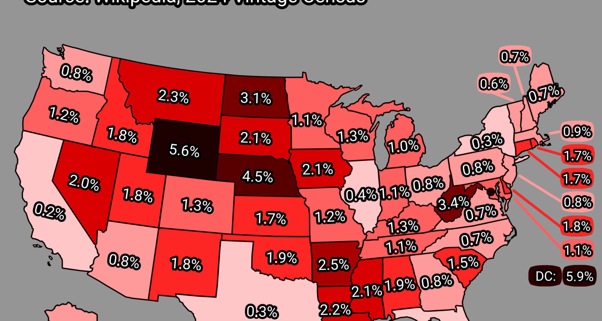 Percentage of state population that can fit in its largest stadium [OC]