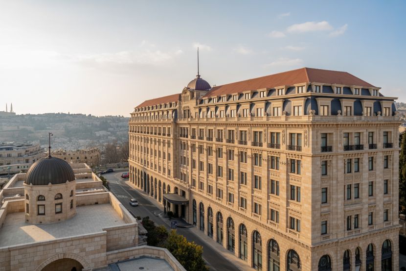 "the historic waldorf astoria jerusalem hotel blends classic and contemporary architectural styles.