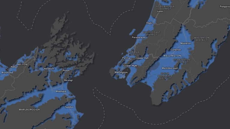 Wellington and the top of the South Island with +3C warming. 