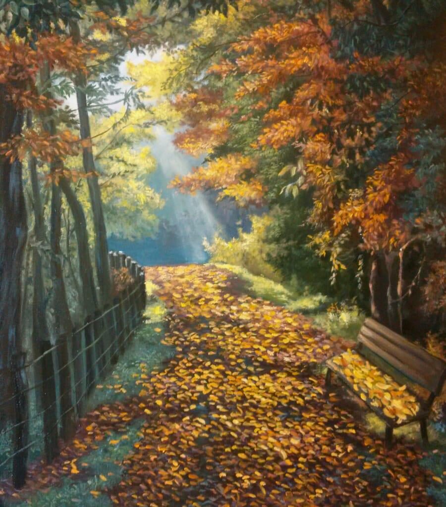 Autumn in the city. My oil painting on canvas. 2023