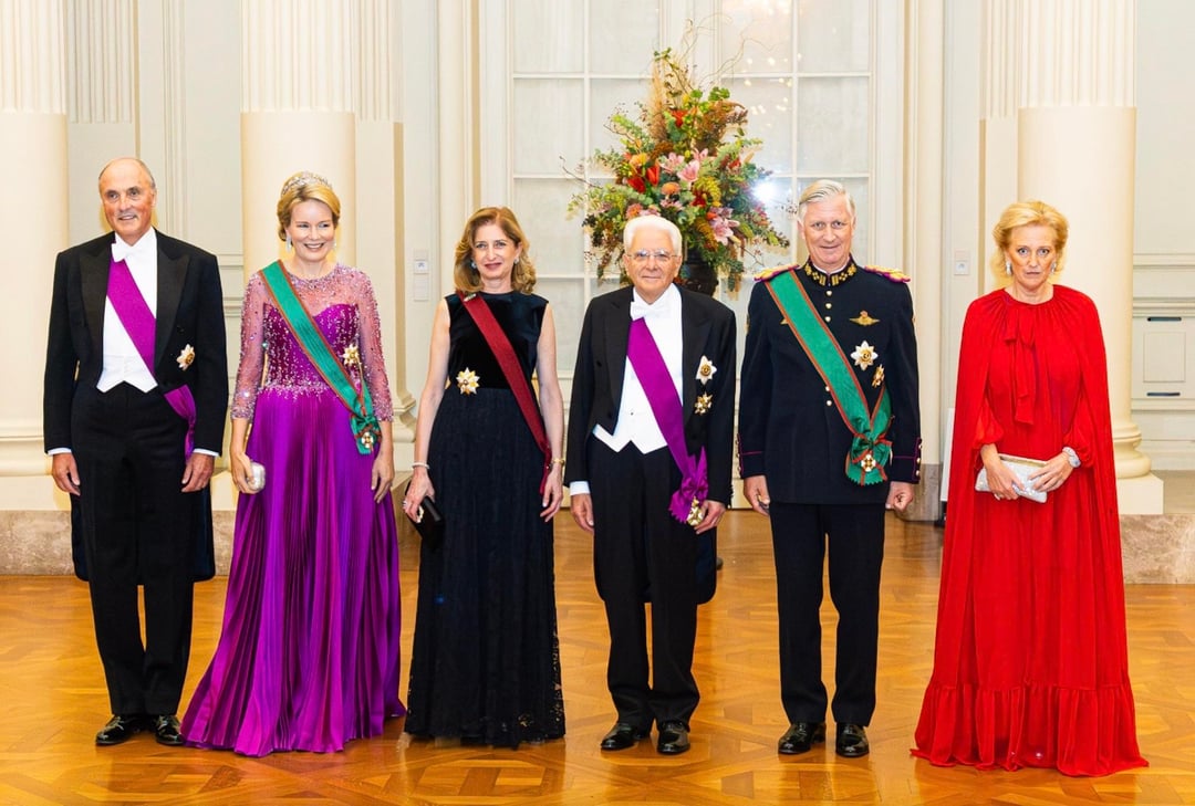 King Philippe and Queen Mathilde Host State Banquet for Italian President