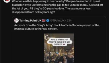 We have literal Blackshirt Christian Sharia Police in Soho. Disgusting.