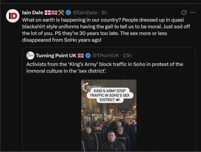 We have literal Blackshirt Christian Sharia Police in Soho. Disgusting.