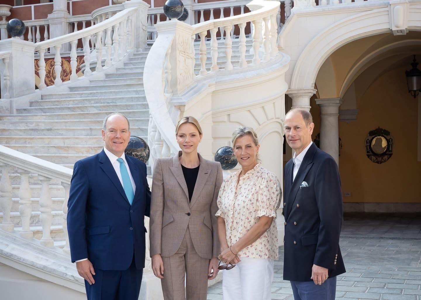 The Duke and Duchess of Edinburgh Met with Prince Albert II and Princess Charlene of Monaco on October 13