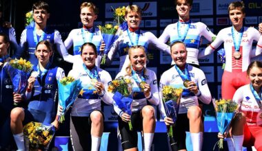UEC Road European Championships: Norway (c) celebrate victory in the junior mixed TTT relay